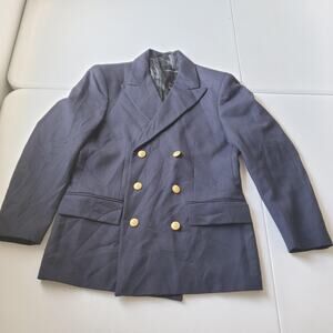 Vintage Marina Militare Blazer Mens 48 Blue Double Breasted Gold Button Italy